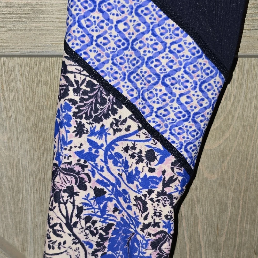 Athleta floral navy swim tights